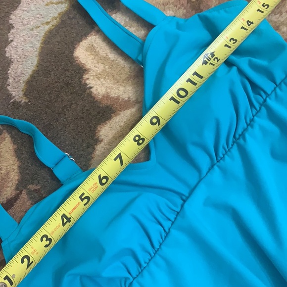 SWIM SOLUTIONS NO TUMMY / TUMMY CONTROL SWIMSUIT dress BATHING SUIT TURQUOISE - Picture 11 of 14